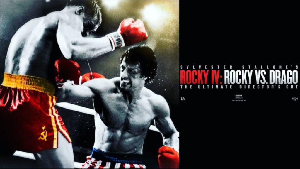 For decorative purposes only. A movie poster for Rocky IV, depicting a boxing match between Rocky Balboa and Ivan Drago. The pressure is high for Balboa to win for America.
