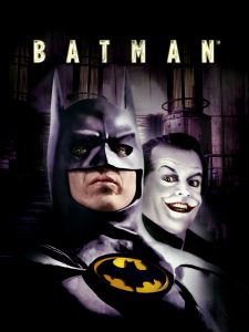 Poster image of Michael Keaton's Batman and Jack Nicholson's Joker for the 1989 movie Batman, directed by Tim Burton. For display uses only under the fair use act.
