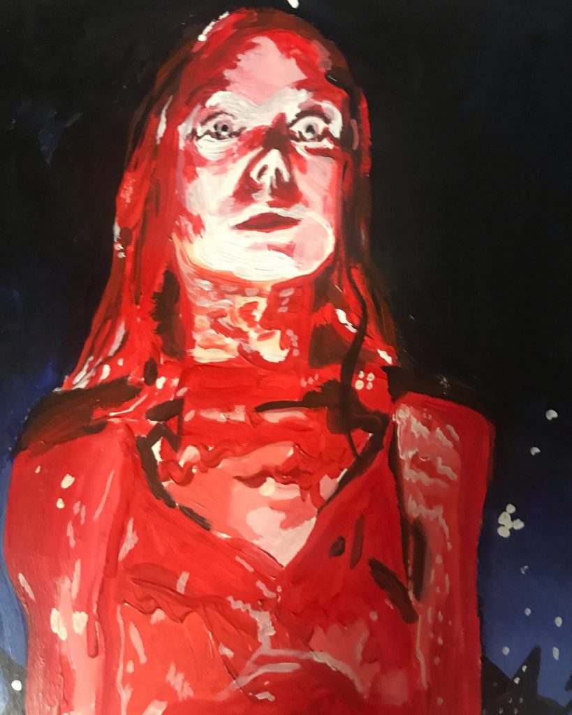 Carrie (1976): A high school girl covered in pig's blood at her high school prom