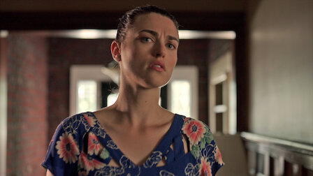 Katie McGrath as Sarah Bennett, Slasher Season 1, Netflix, Fair Use. Sarah Bennett looking anxious, sad, confused, and determined all-in-one. 